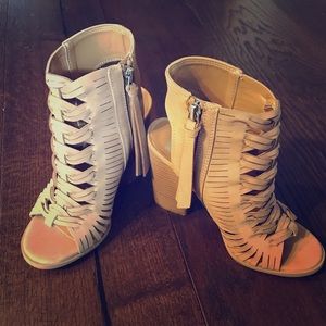Woven Nude Open Toed Booties